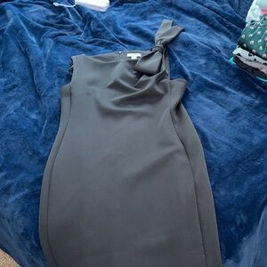 Calvin Klein One Shoulder Bow Black Dress